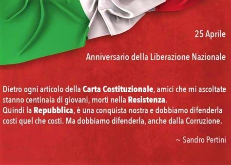 25 Aprile: “Un nuova occasione di rinascita”