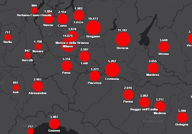 Rapporto tra residenti e contagiati dal Coronavirus: la situazione nel Lecchese e nella Bergamasca