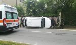 Paura per un'auto ribaltata a Osnago FOTO e VIDEO