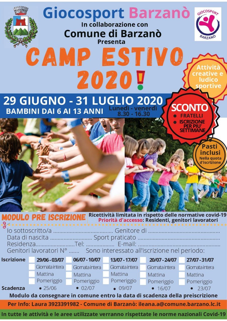 Barzanò: aperte le preiscrizioni al campo estivo