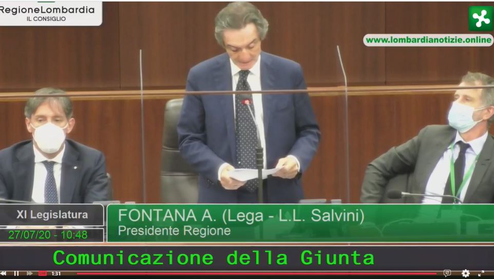 Il Governatore Fontana parla in Consiglio Regionale LA DIRETTA VIDEO