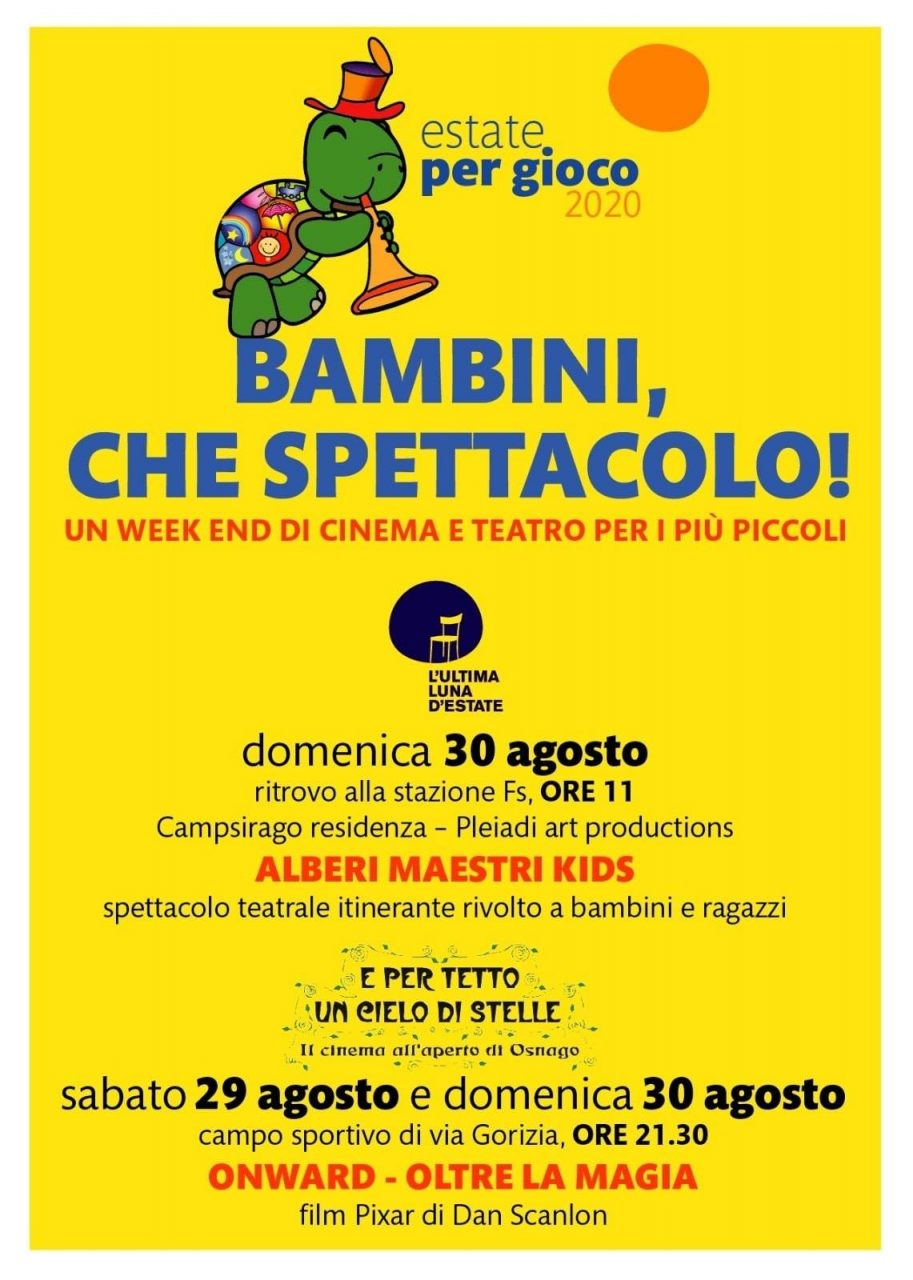 “Estate per gioco” a Osnago: un weekend di cinema e teatro per i più piccoli