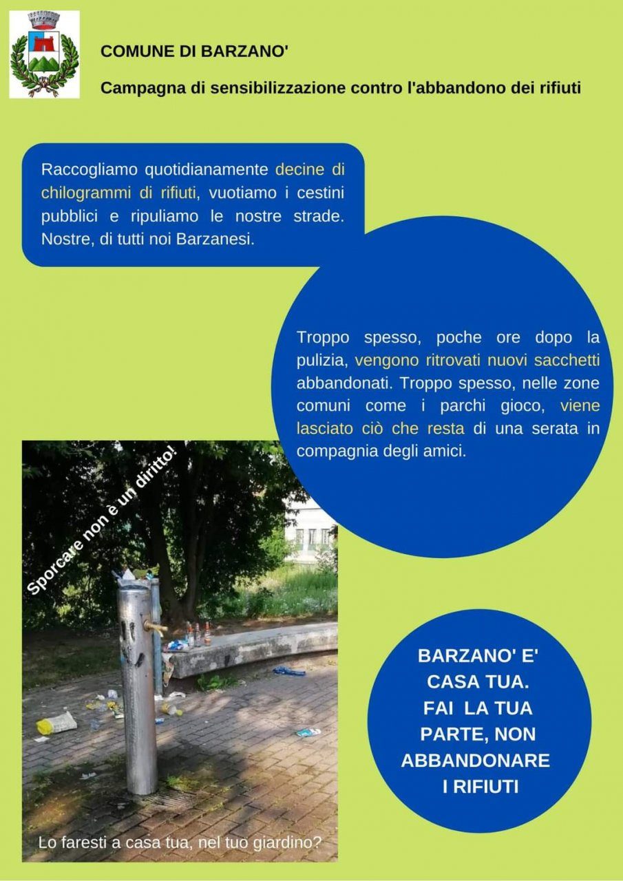 Barzanò: una campagna di sensibilizzazione contro l’abbandono dei rifiuti