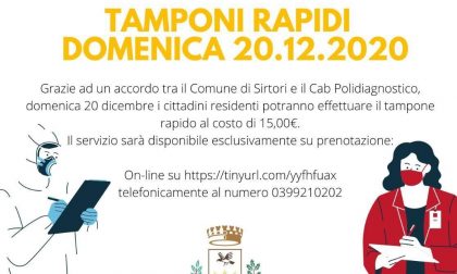 Tamponi rapidi per i residenti di Sirtori grazie all'accordo con Cab