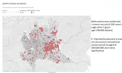 Zona arancione rafforzata in provincia di Brescia e in 8 comuni bergamaschi. Chiudono tutte le scuole. La cartina con i Comuni lecchesi a rischio