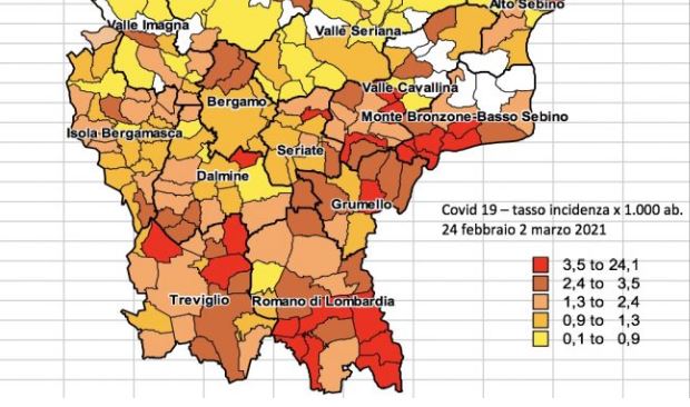 Impennata di contagi nella Bergamasca: 1.916 dal 24 febbraio al 2 marzo. La situazione nell’Isola e in Valle San Martino