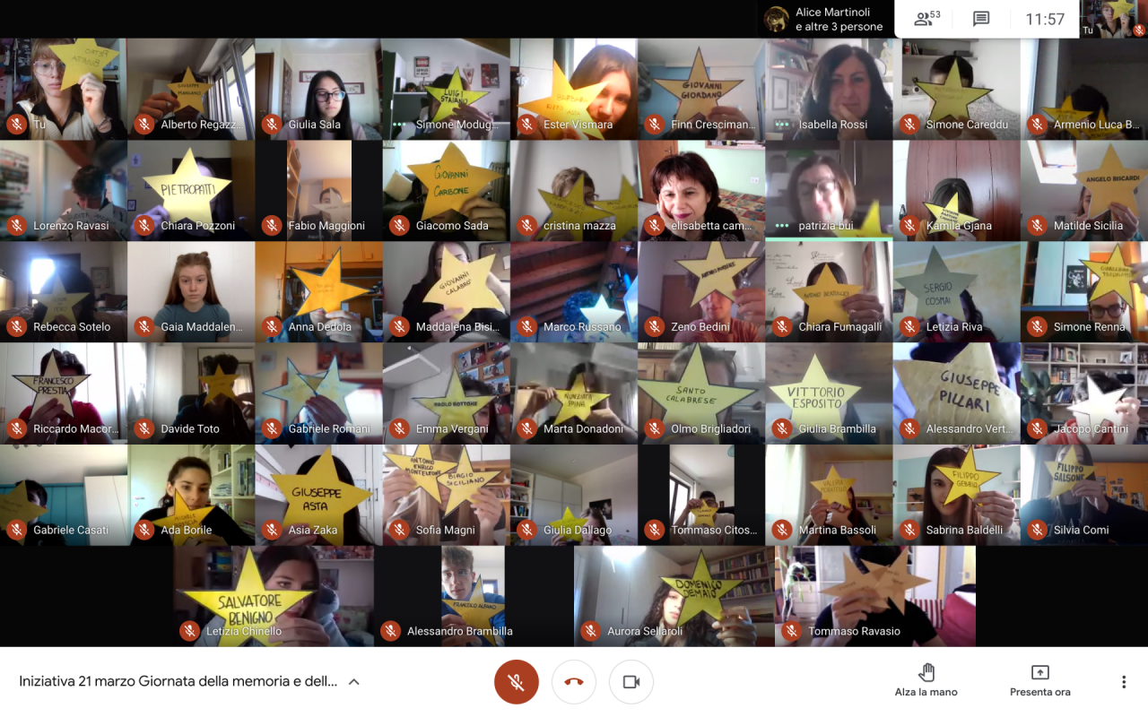 “A ricordare e a riveder le stelle”: gli studenti del Liceo Agnesi omaggiano 60 vittime delle mafie