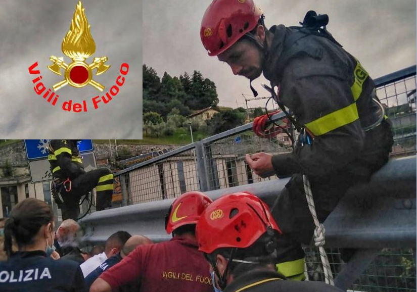 Dopo l’incidente stradale tenta di togliersi la vita gettandosi da un viadotto della Statale 36: salvato da Vigili del Fuoco e Polizia
