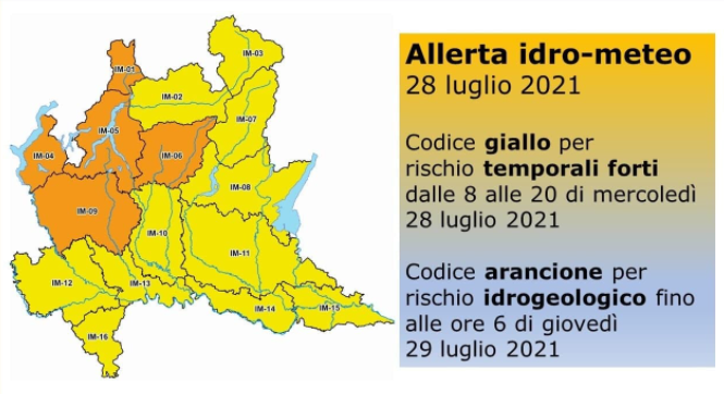 Allerta rischio idrogeologico e temporali forti fino a domani