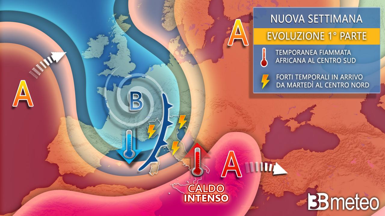 Da martedì brusco calo di temperatura e violenti temporali | PREVISIONI METEO