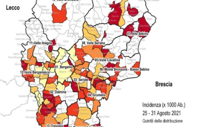 Covid lieve crescita della curva in Bergamasca. I dati dell’Isola e Valle San Martino