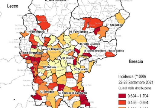 Contagi in Bergamasca: nell’Isola il tasso di incidenza tra i più alti