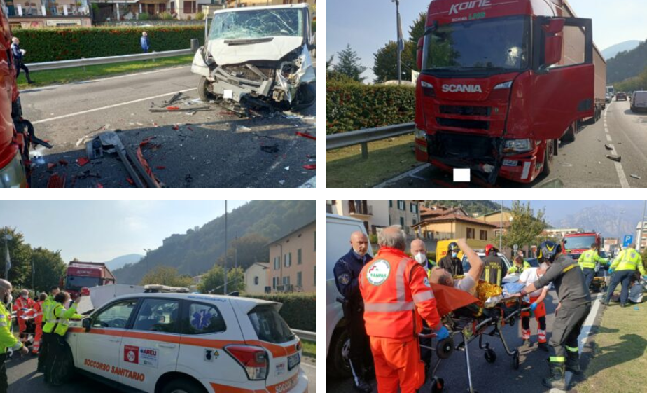Frontale sulla provinciale tra un furgone e un camion, coinvolta anche un’auto: traffico in tilt