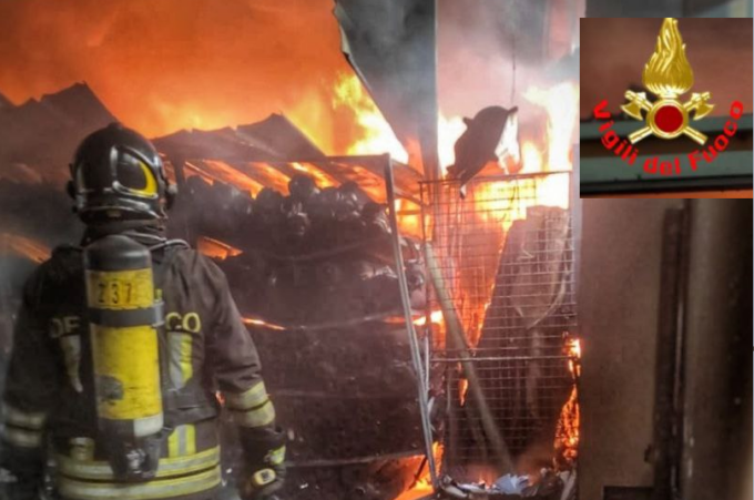 Maxi incendio in azienda tessile