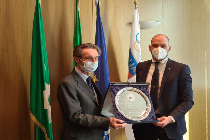 Il lecchese Marco Riva, numero uno del Coni, incontra Fontana