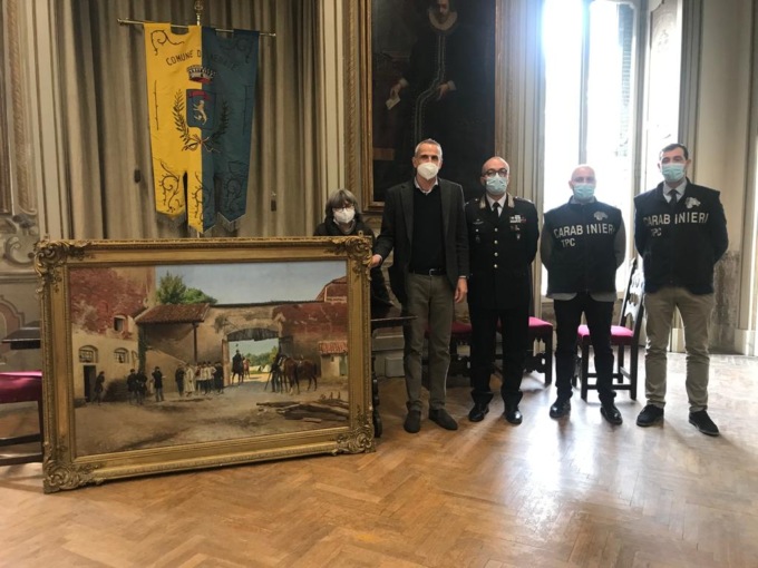 Restituito alla città il dipinto trafugato da Villa Confalonieri
