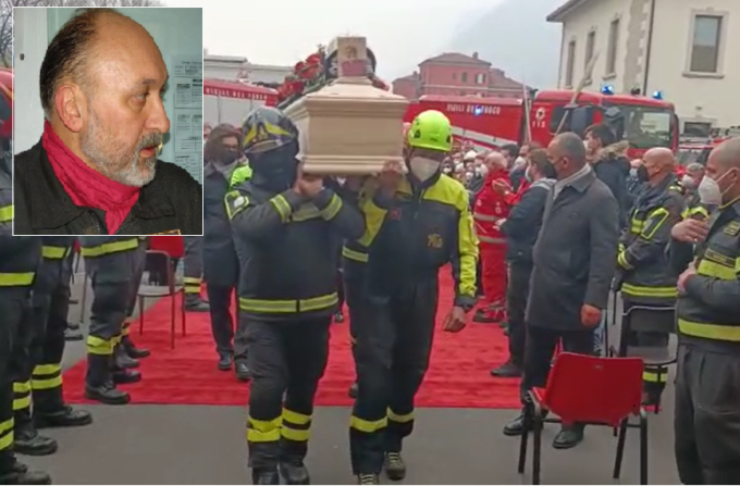 Il suono delle sirene per l’addio al Vigile del fuoco Diego Busdon