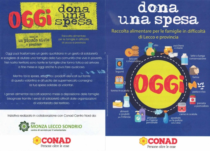 Oggi dona una spesa: sabato 7 maggio a Osnago il punto di raccolta