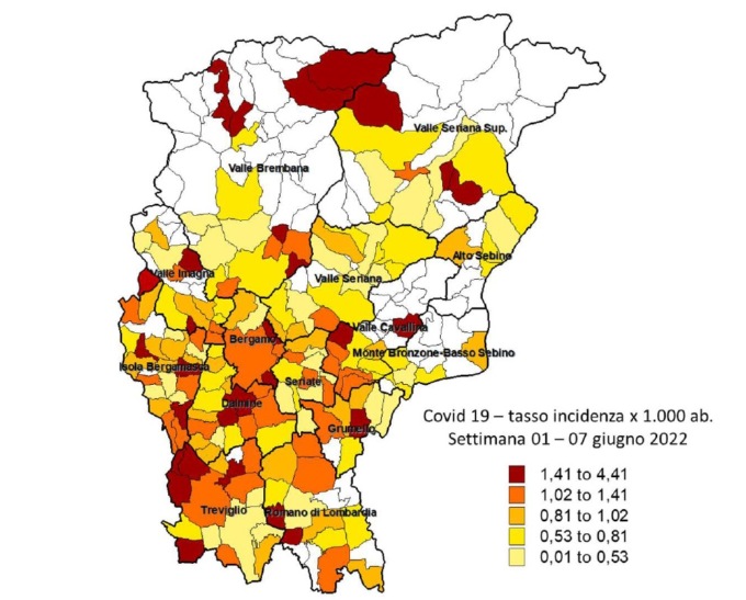 Covid in Bergamasca, il tasso di incidenza scende sotto quota cento. La situazione nell’Isola e in Valle San Martino