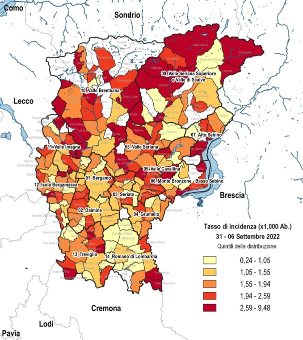 Covid, in riduzione il tasso d’incidenza nella bergamasca