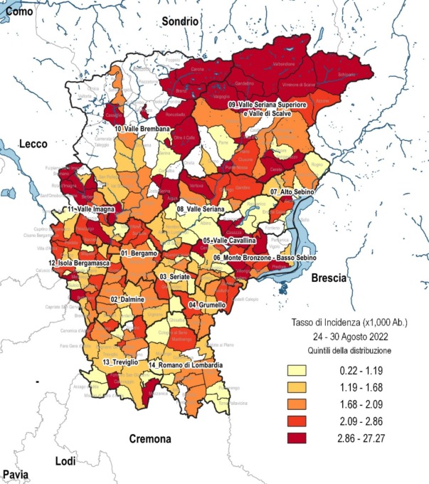 Covid, stabile il tasso di incidenza nella Bergamasca: la situazione nell’Isola e in Valle San Martino