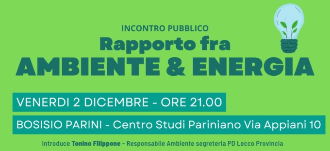 Rapporto fra Ambiente & Energia, incontro pubblico