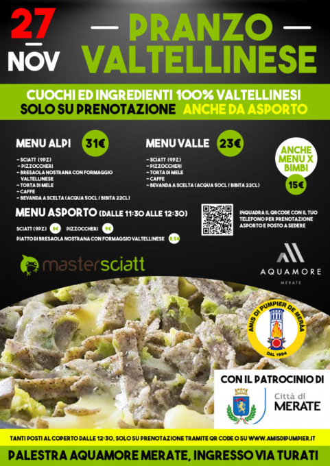 Domenica l’imperdibile Pranzo Valtellinese