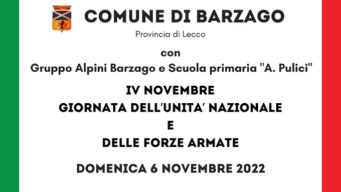 Giornata dell’unità nazionale e delle forze armate: stamattina la celebrazione a Barzago