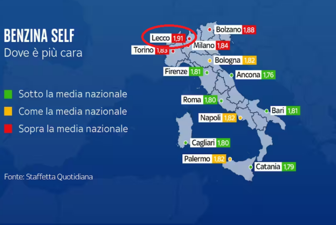 In provincia di Lecco i carburanti più cari d’Italia