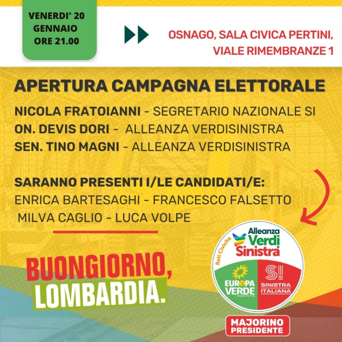 Elezioni regionali: Alleanza Verdi-Sinistra presenta i candidati