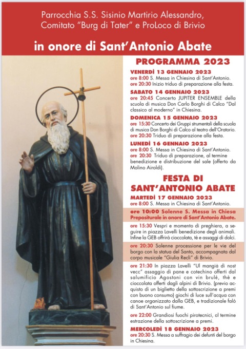 Festa di Sant’Antonio Abate, ecco il programma