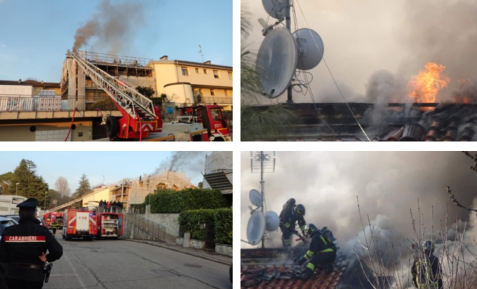 A fuoco il tetto di una palazzina: sfollate alcune famiglie