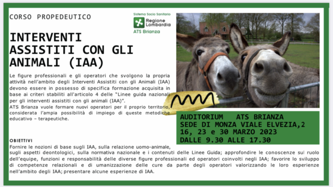 Interventi assistiti con gli animali: ATS Brianza organizza una nuova edizione del corso