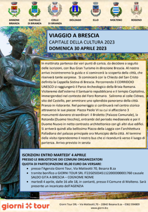 Gita a Brescia, Capitale della Cultura organizzata da sette Comuni