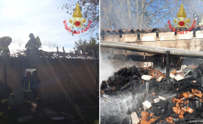 A fuoco un casello agricolo: pompieri mobilitati