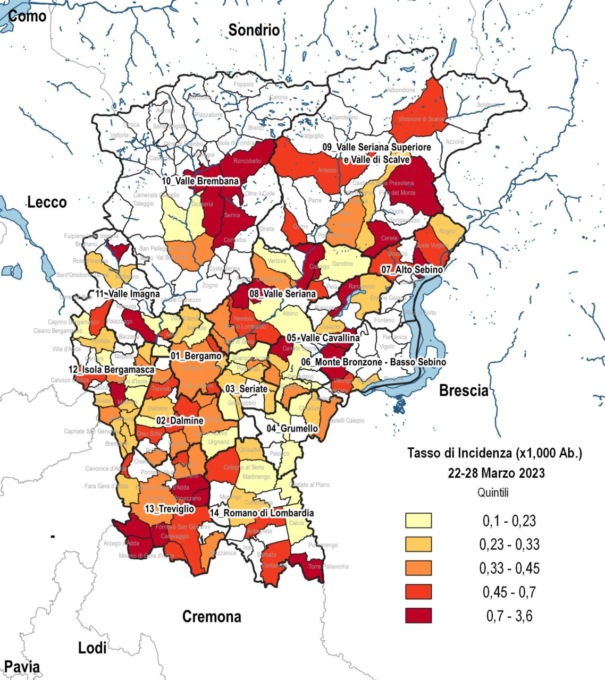 Covid in bergamasca, casi in calo del 5%