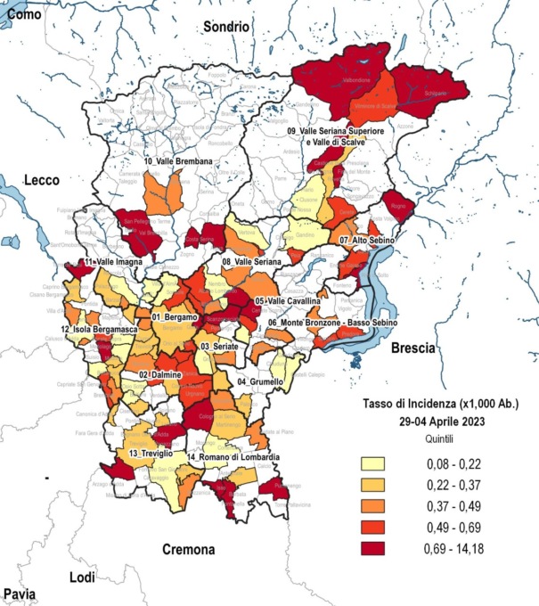 Covid nella bergamasca, in calo i contagi