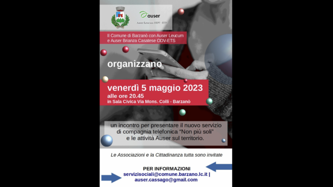 “Non più soli”: il servizio telefonico nato dalla convenzione tra il Comune di Barzanò e Auser