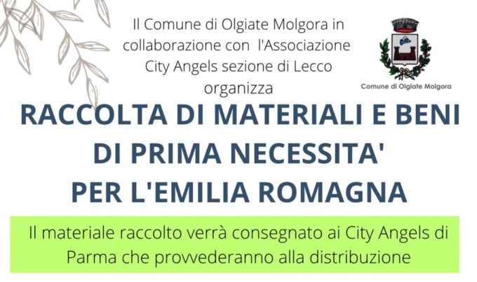 Raccolta di beni, Olgiate aiuta l’Emilia Romagna