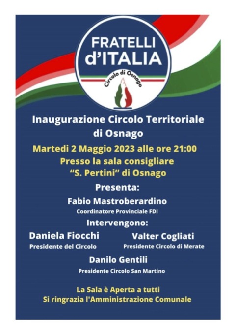 Fratelli d’Italia, nuovo Circolo Territoriale di Osnago 