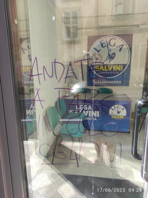 Atti vandalici contro la sede della Lega, la condanna del segretario provinciale Butti