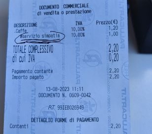 Nello scontrino del bar si paga un euro… per la simpatia