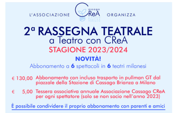 Ritorna la rassegna dell’Associazione Cassago CReA