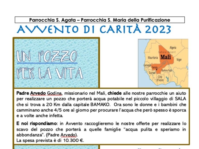 “Un pozzo per la vita”, iniziativa solidale a Monticello