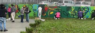 Nuovo murales al Cdd con gli allievi del Clerici