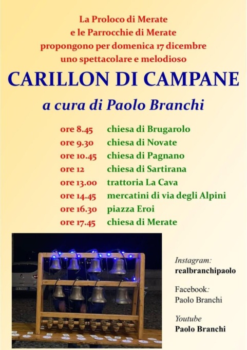 Merate, tutti gli appuntamenti di oggi con il Carillon di Campane
