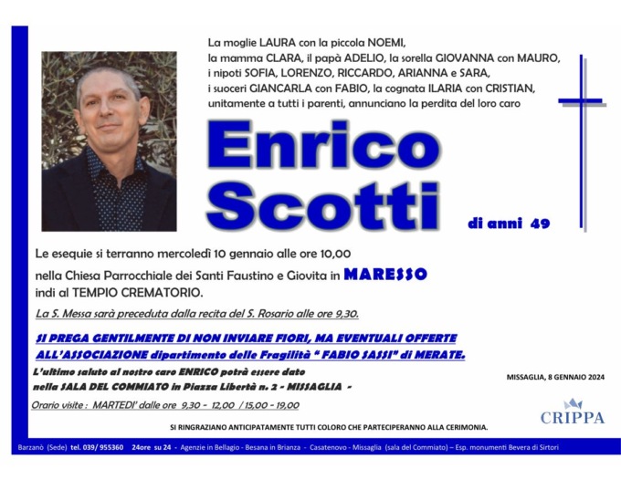 Muore padre di famiglia, lascia la moglie e la sua bambina