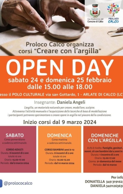 Creare con l’argilla con Pro Loco Calco