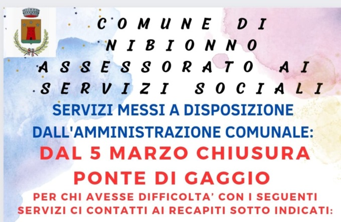 Chiude il ponte di Gaggio, il Comune organizza i servizi per chi non riesce a spostarsi