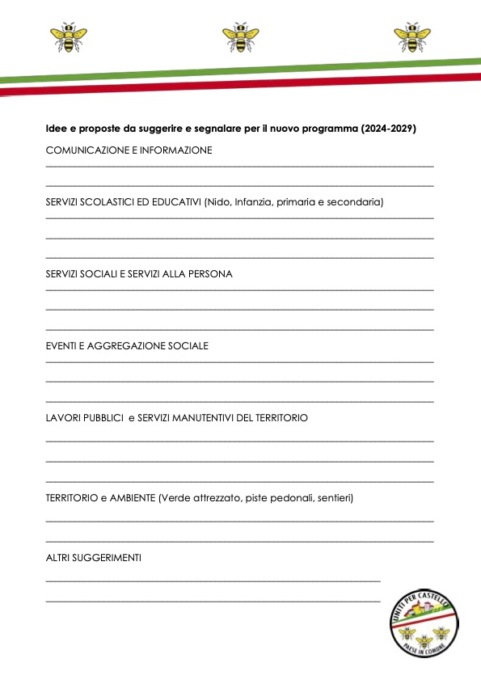 “Uniti per Castello” raccoglie proposte e suggerimenti